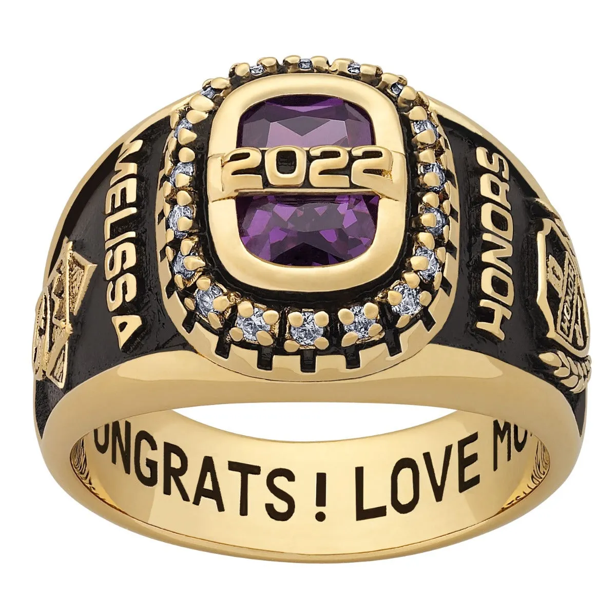 Ladies Yellow CELEBRIUM CZ Encrusted Personalized Year Class Ring sold by Limoges Jewelry product image thumbnail 3