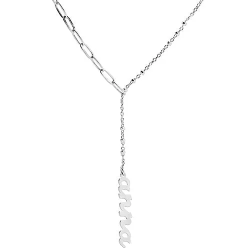 Lowercase Script Mixed Chain Adjustable Y-Necklace sold by Limoges Jewelry product image thumbnail 2