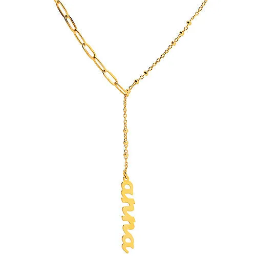 Lowercase Script Mixed Chain Adjustable Y-Necklace sold by Limoges Jewelry product image thumbnail 4