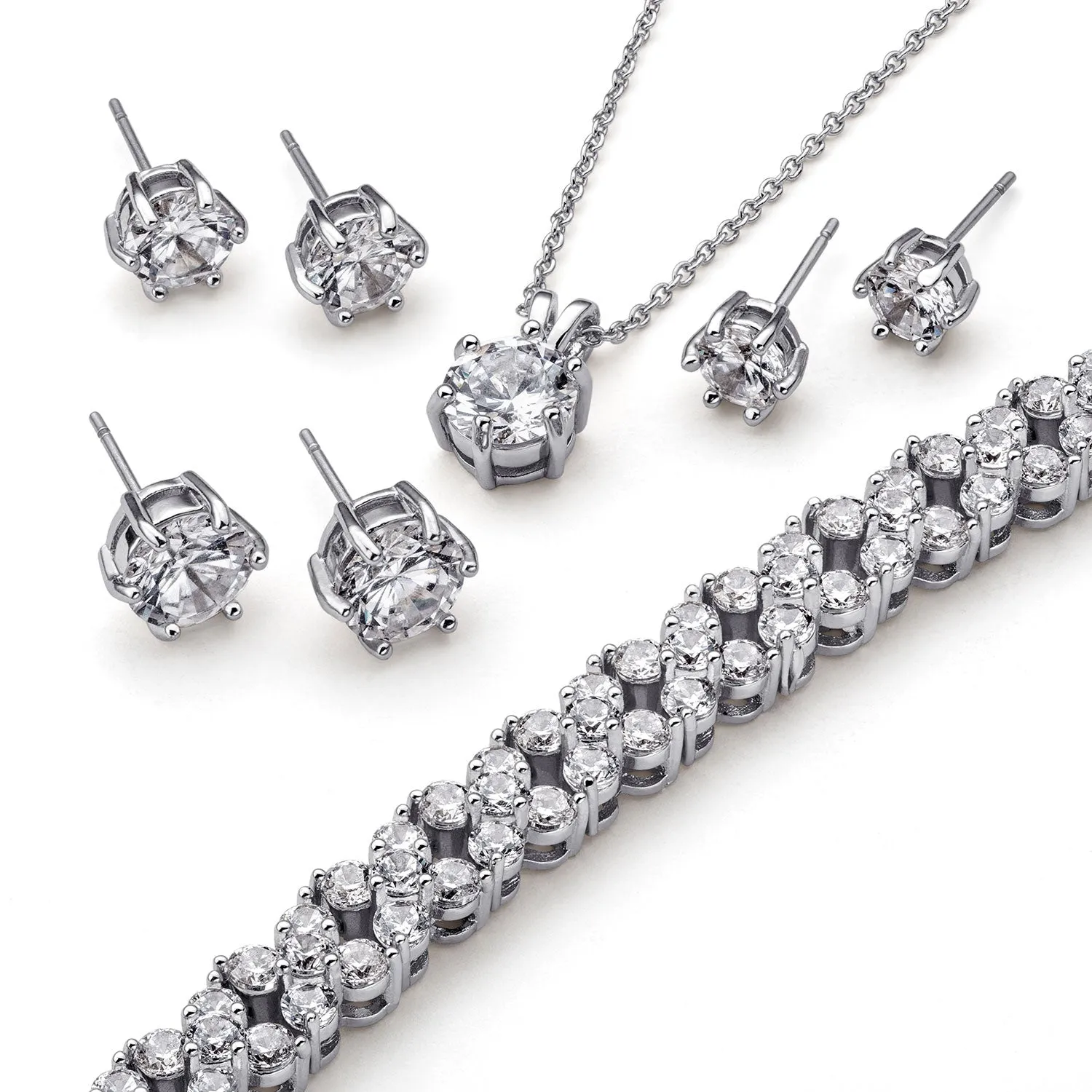 Silver Plated CZ 5 Piece Wardrobe Set sold by Limoges Jewelry