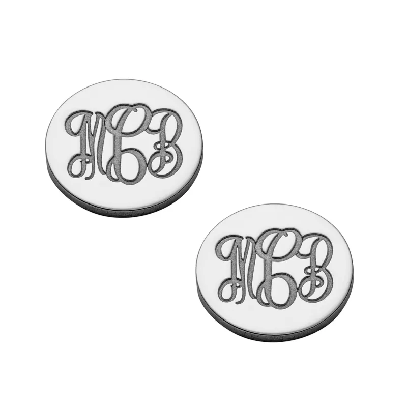 Sterling Silver Engraved Monogram Disc Earrings sold by Limoges Jewelry