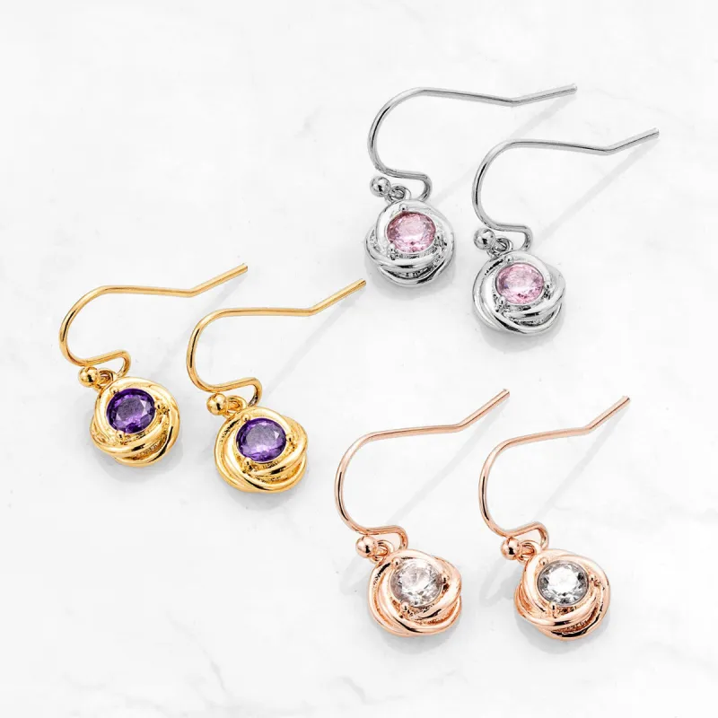 Mini Love Knot Birthstone Drop Earrings sold by Limoges Jewelry