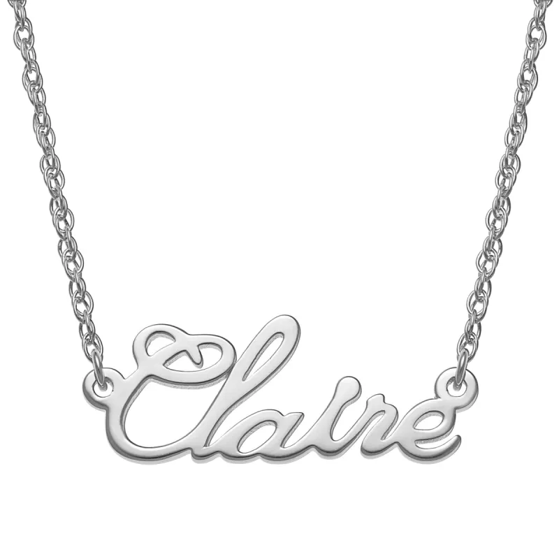 Sterling Silver Petite Script Name Necklace sold by Limoges Jewelry