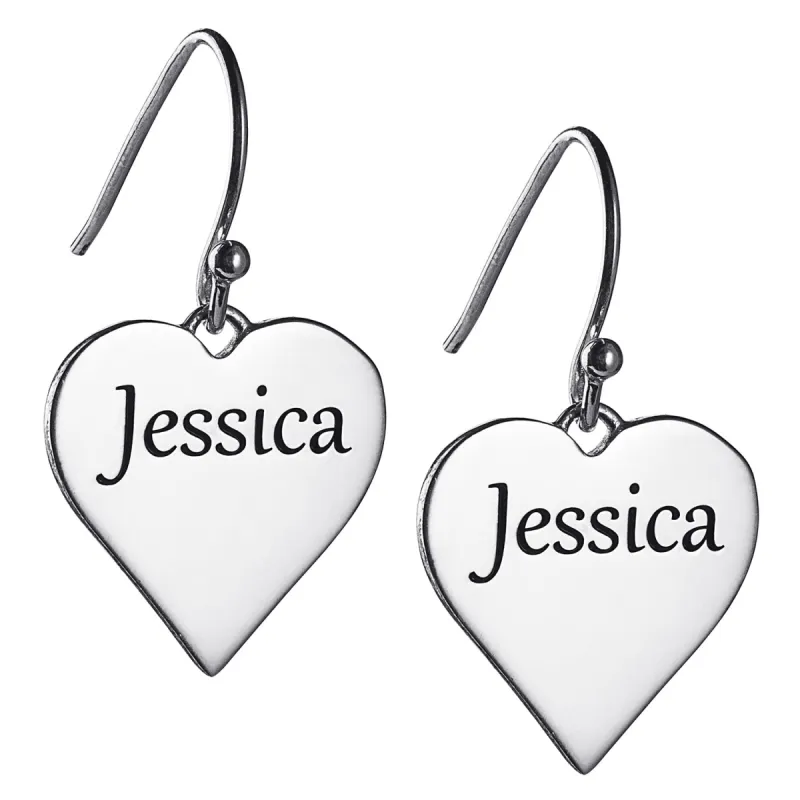 Sterling Silver Personalized Heart Dangle Earrings sold by Limoges Jewelry