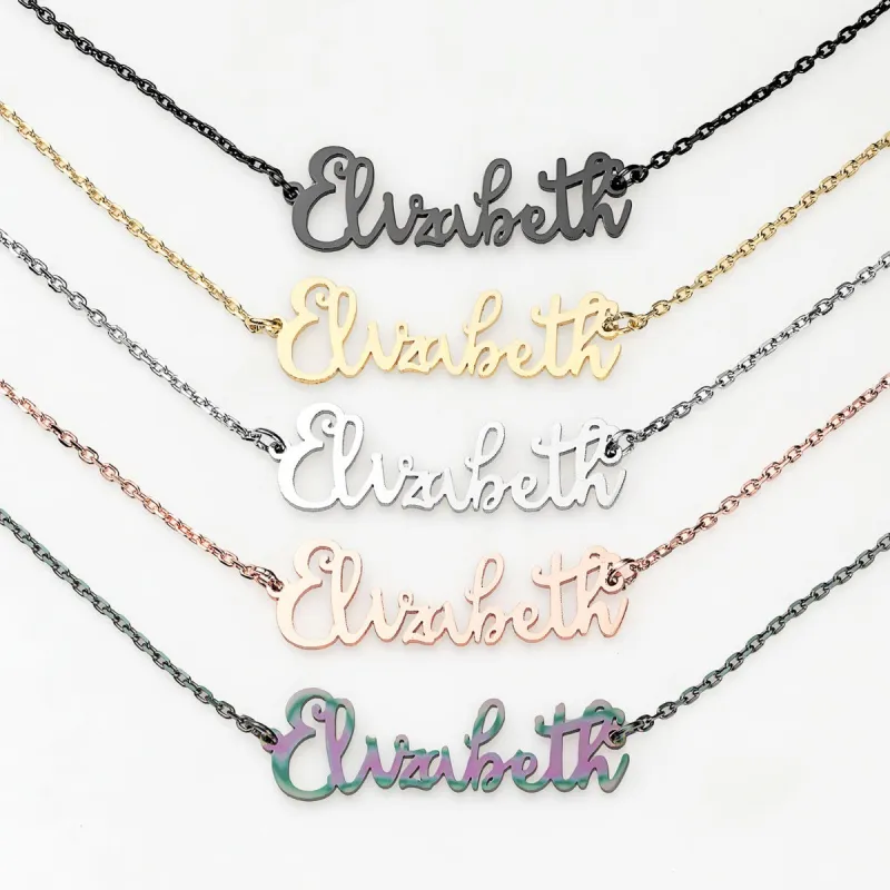 Stainless Steel Handwritten Script Name Necklace sold by Limoges Jewelry