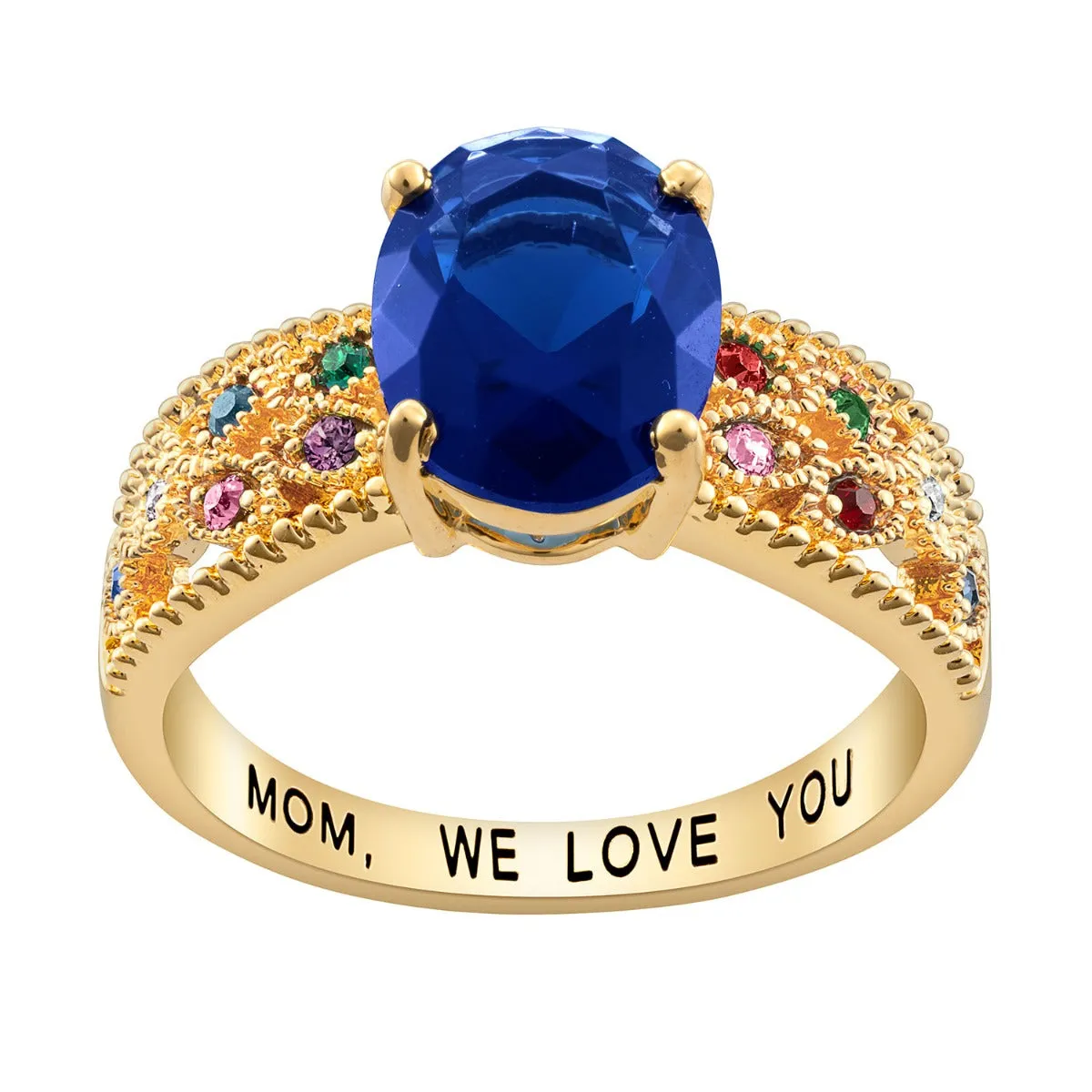14K Gold Plated Mother's Oval Family Birthstone Ring sold by Limoges Jewelry