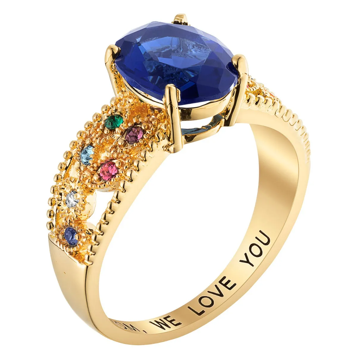 14K Gold Plated Mother's Oval Family Birthstone Ring sold by Limoges Jewelry product image thumbnail 2