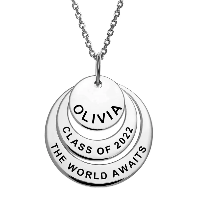 Sterling Silver Graduation Nesting Circles Necklace sold by Limoges Jewelry