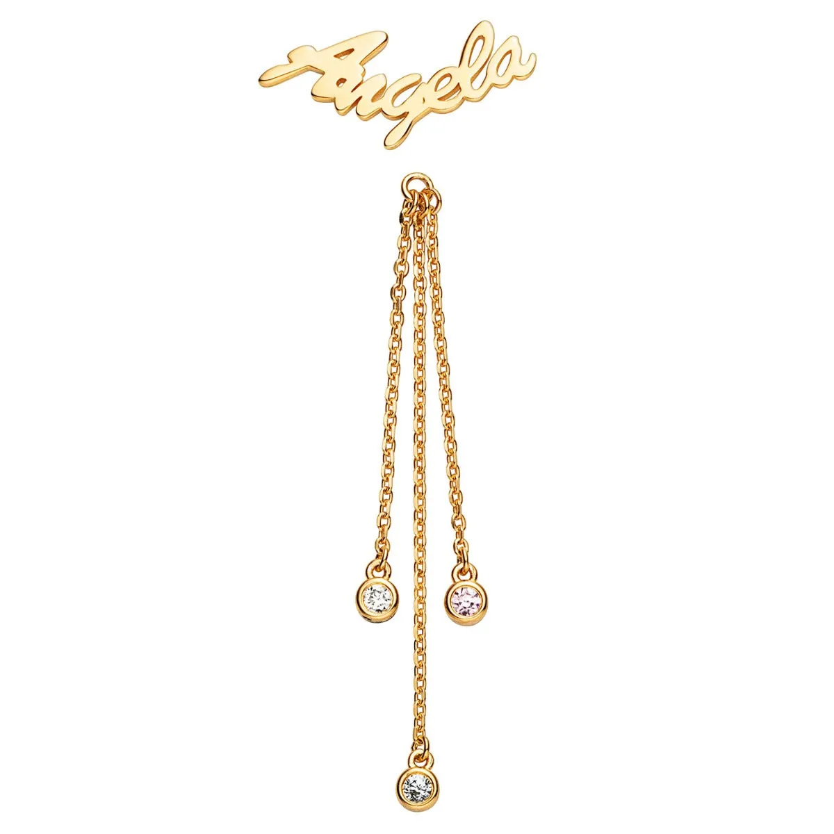 14K Gold over Sterling Script Name Crawler Earrings with Birthstones sold by Limoges Jewelry product image thumbnail 4