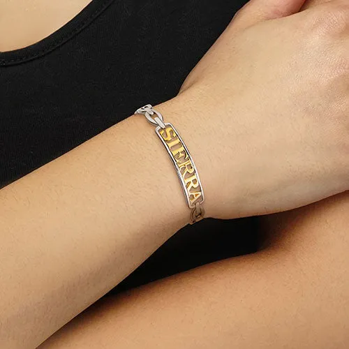 Personalized Plaque Name Frozen Paperclip Chain Cuff Bracelet sold by Limoges Jewelry product image thumbnail 5