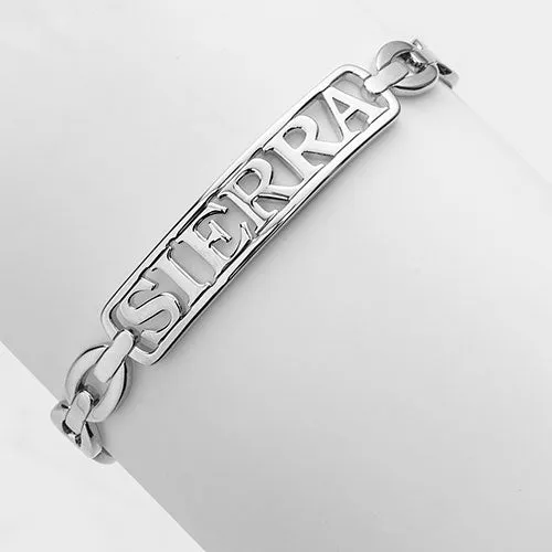 Personalized Plaque Name Frozen Paperclip Chain Cuff Bracelet sold by Limoges Jewelry product image thumbnail 2