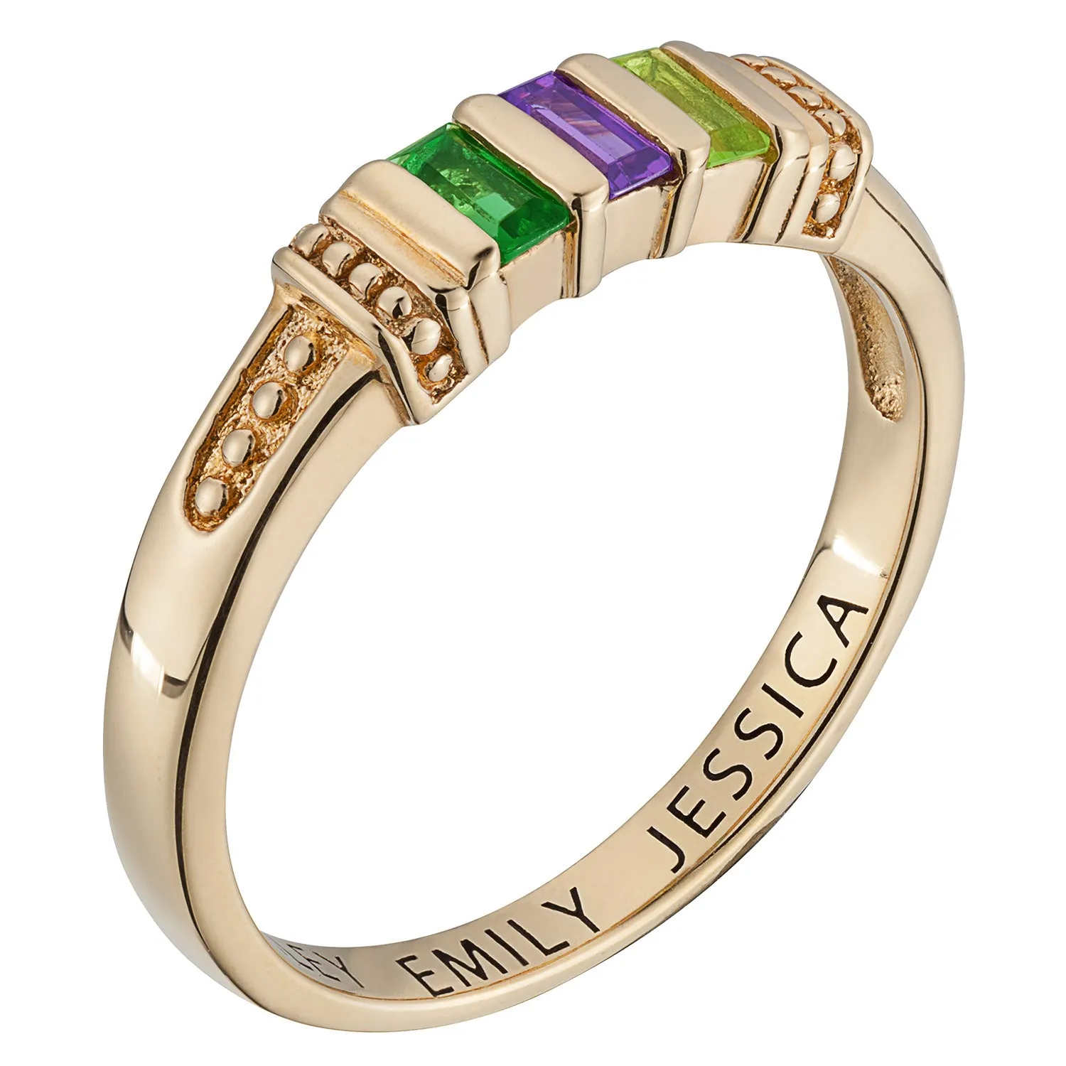 14K Gold over Sterling Baguette Birthstone Ring - 3 Stones sold by Limoges Jewelry product image thumbnail 2