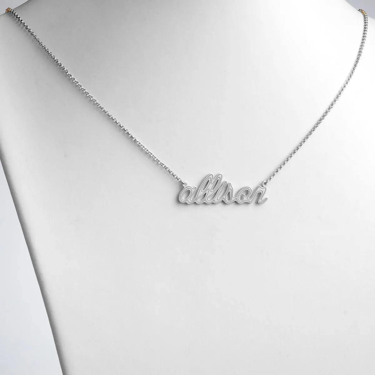 Lowercase Script Name with Outline Necklace sold by Limoges Jewelry product image thumbnail 2
