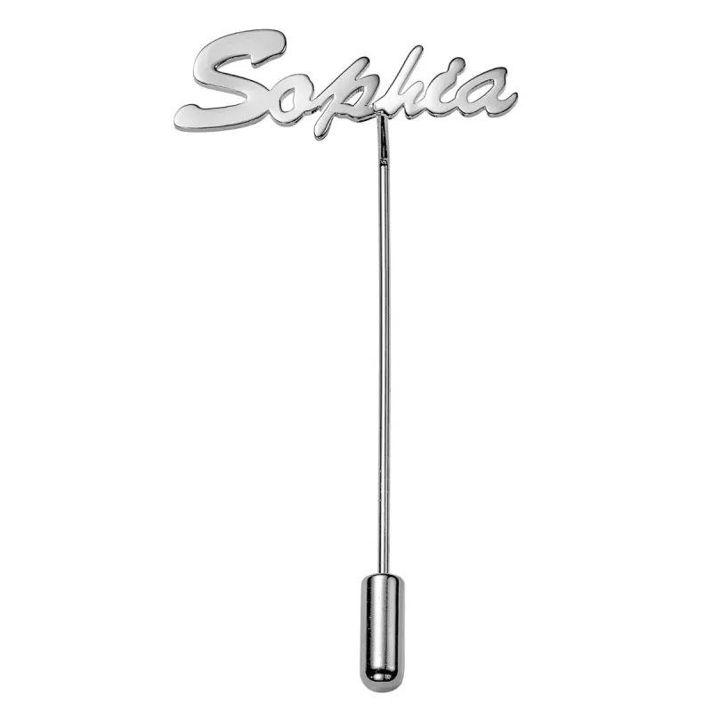 Silver Plated Script Name Pin sold by Limoges Jewelry
