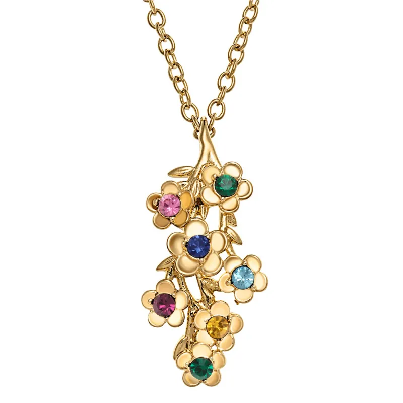 14K Gold Plated Birthstone Flower Pendant sold by Limoges Jewelry