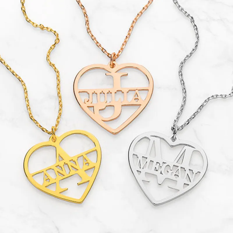 Cutout Initial and Name Heart Necklace sold by Limoges Jewelry