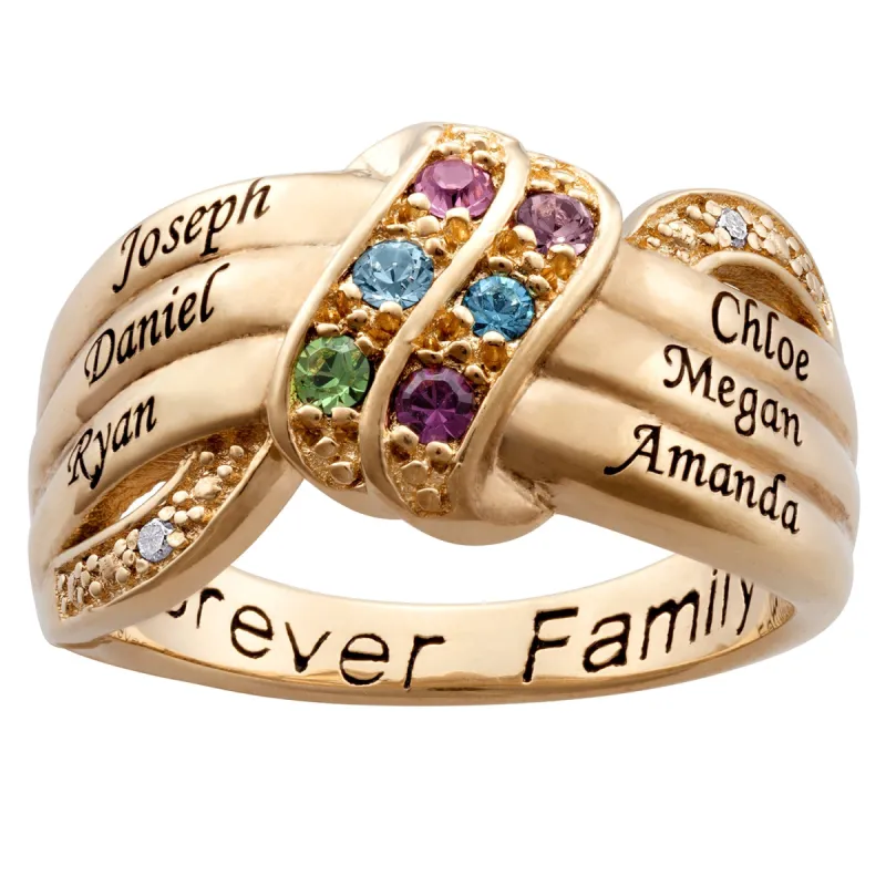 10K Yellow Gold Family Name & Birthstone Ring sold by Limoges Jewelry