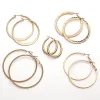 5 Pair Textured Hoop Earrings Set sold by Limoges Jewelry
