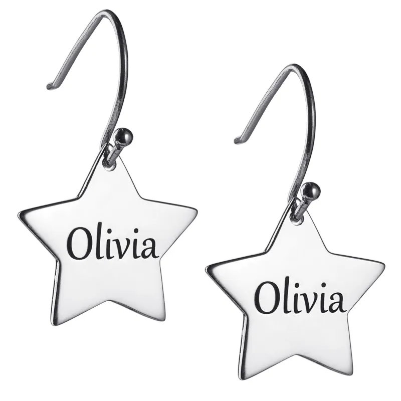 Sterling Silver Personalized Star Dangle Earrings sold by Limoges Jewelry