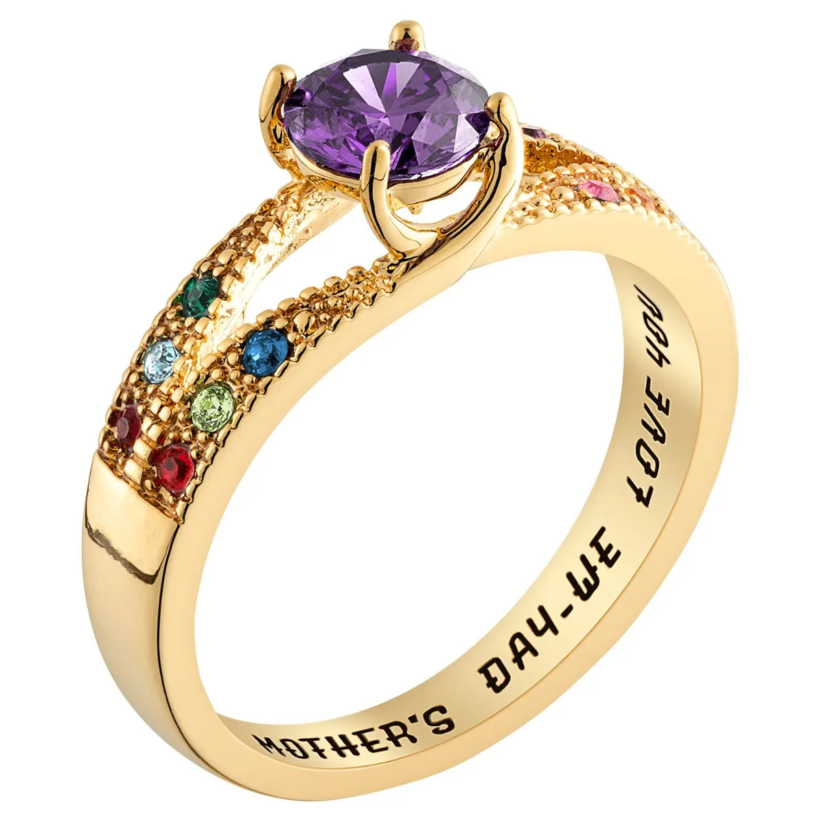 14K Gold Plated Mother/ Grandmother's Round Family Birthstone Ring sold by Limoges Jewelry product image thumbnail 2