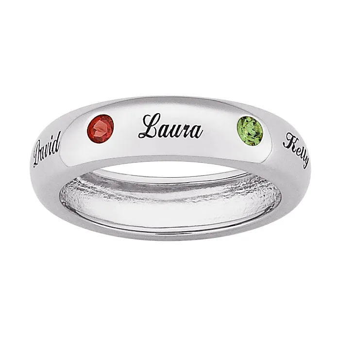 Sterling Silver Family Name & Genuine Birthstone Band sold by Limoges Jewelry