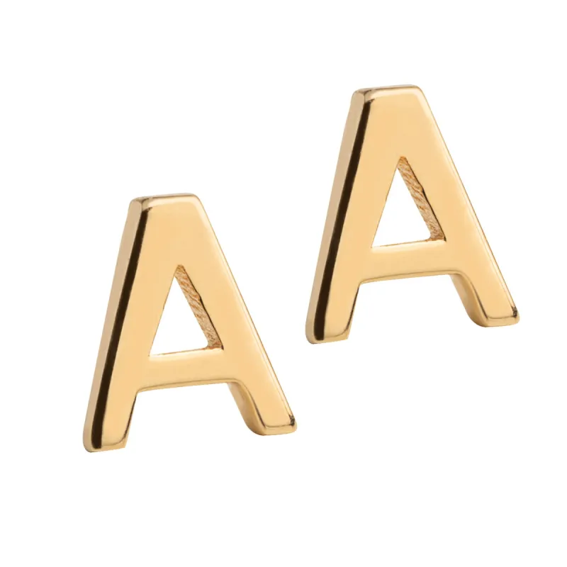 14K Gold over Sterling Petite Uppercase Initial Earring sold by Limoges Jewelry