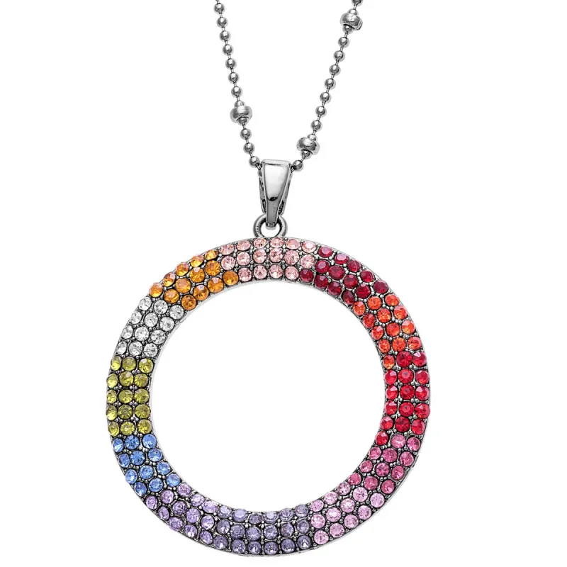 Silver Plated Pastel Rainbow Ring Necklace sold by Limoges Jewelry