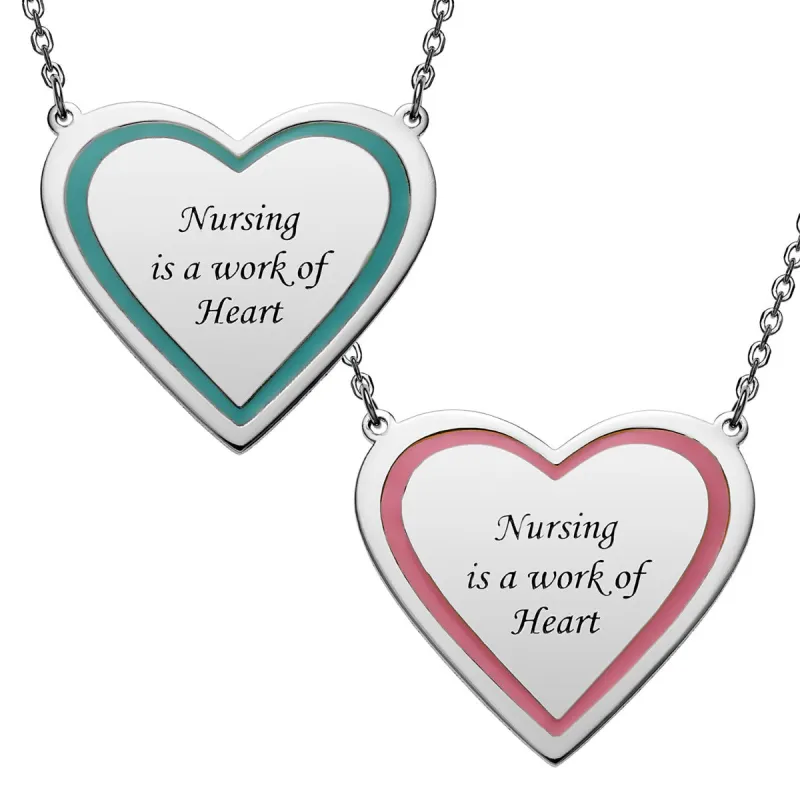 Silver Plated Personalized Nurses are a work of Heart Necklace sold by Limoges Jewelry