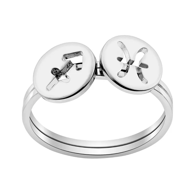 Sterling Silver Cutout Disc Zodiac Stack Ring Set of 2 sold by Limoges Jewelry