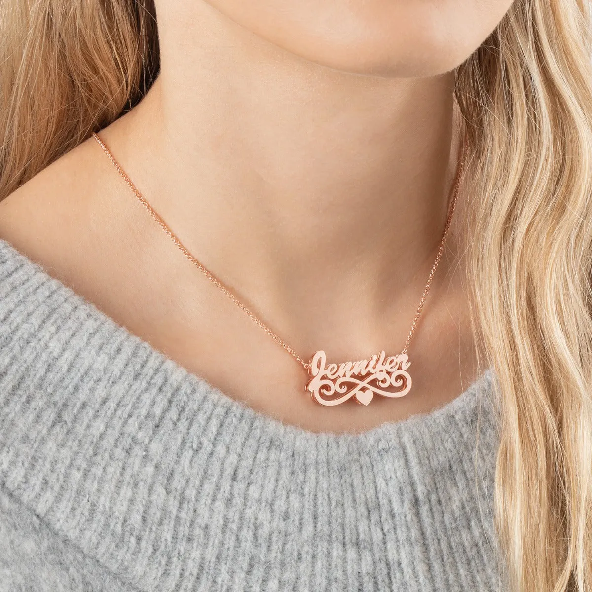 Personalized 14K Rose Gold over Sterling Double Nameplate Necklace sold by Limoges Jewelry product image thumbnail 2