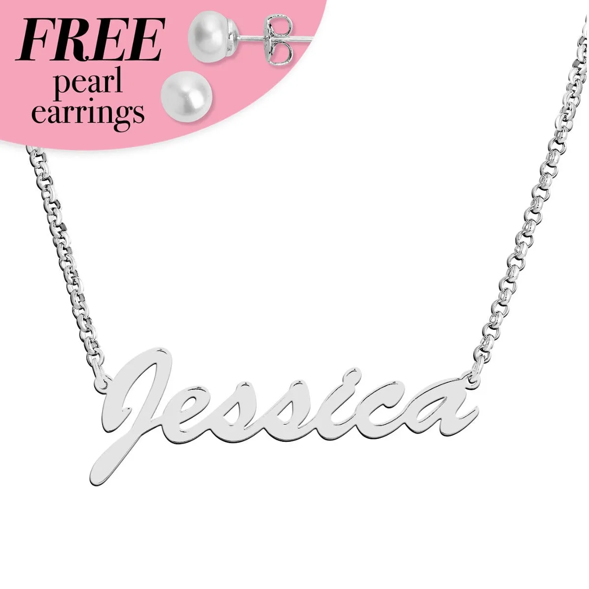 Sterling Silver Hollywood Script Name Pendant sold by Limoges Jewelry