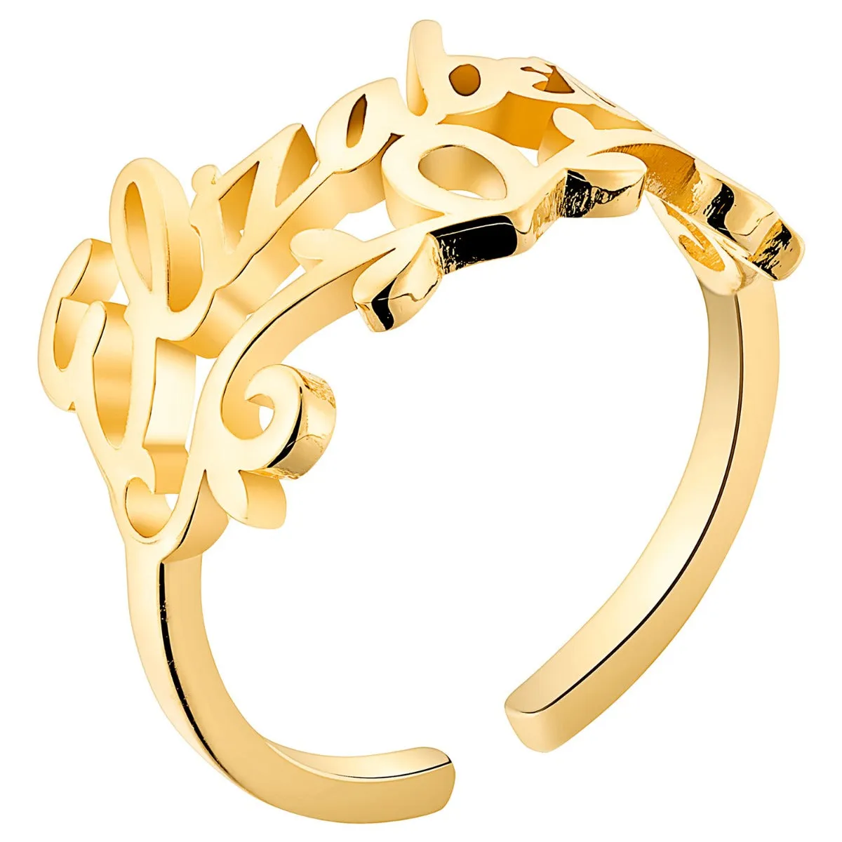 14K Gold Plated Script Name with Scroll Ring sold by Limoges Jewelry product image thumbnail 2