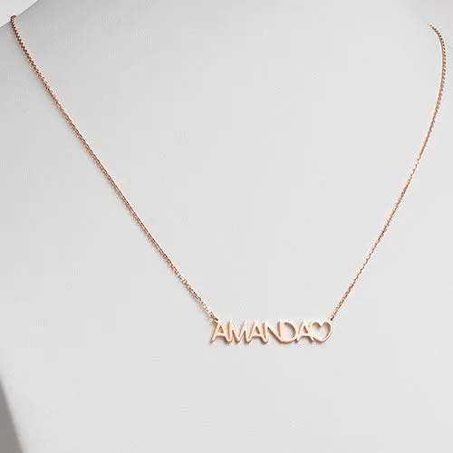 10K Rose Gold Uppercase Name Necklace With Heart sold by Limoges Jewelry product image thumbnail 2