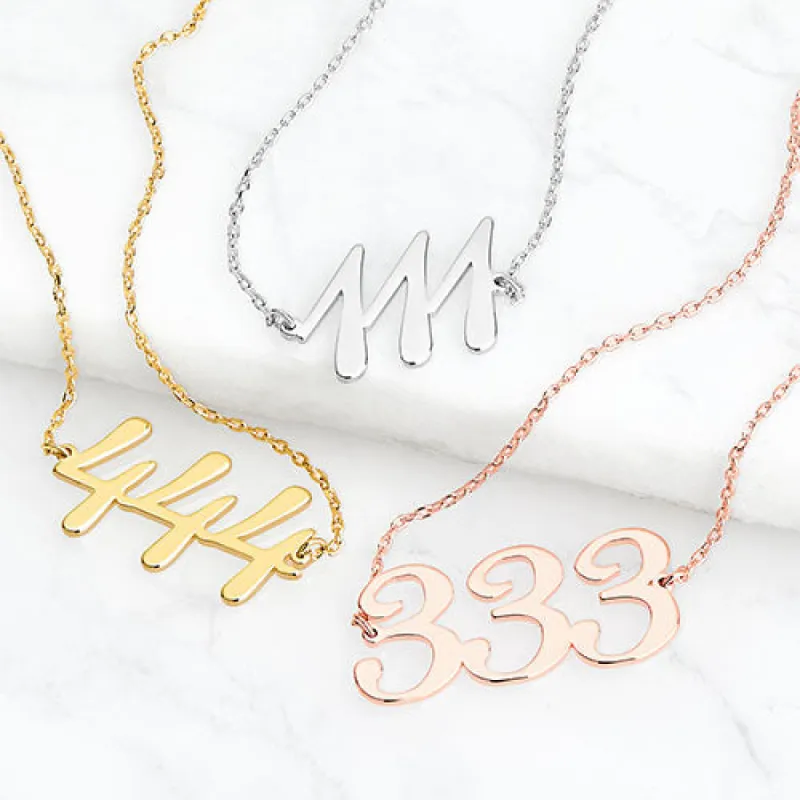 Script Angel Number Necklace sold by Limoges Jewelry