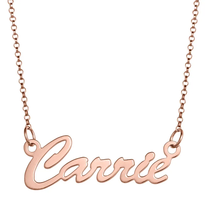 14K Rose Gold Plated Script Name Necklace sold by Limoges Jewelry