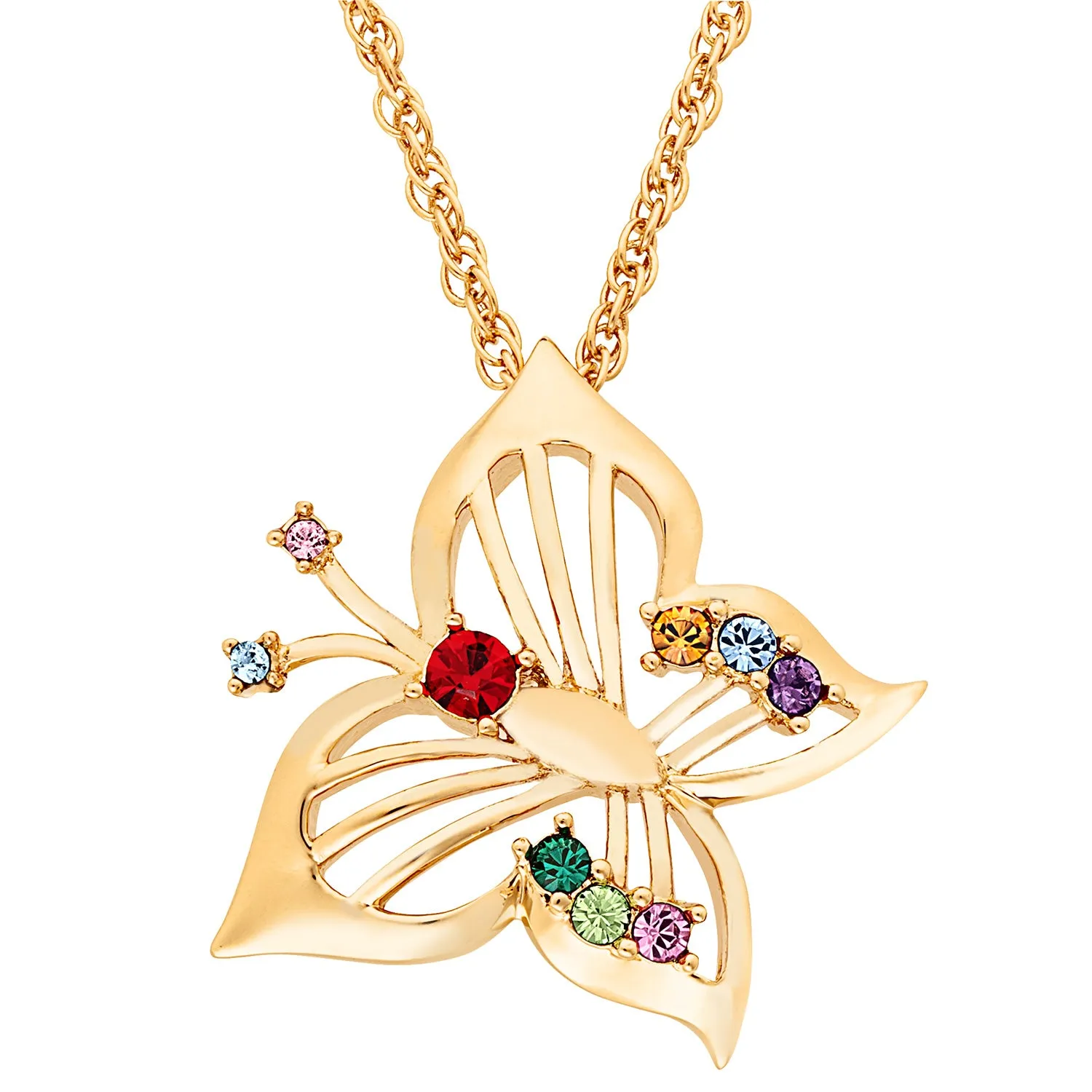 14K Gold over Sterling Family Butterfly Birthstone Pendant sold by Limoges Jewelry