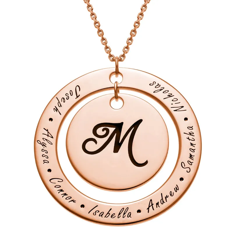 14K Rose Gold Plated Engraved Initial and Family Name Necklace sold by Limoges Jewelry