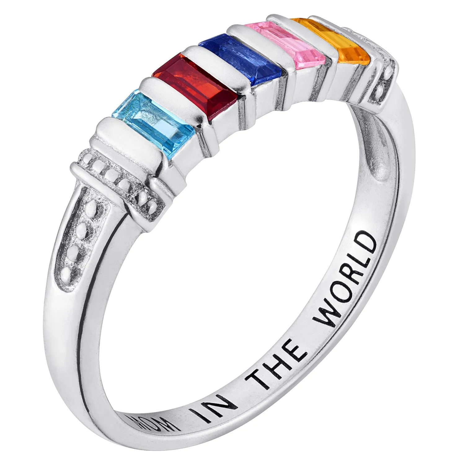 Sterling Silver Baguette Birthstone Ring - 5 Stones sold by Limoges Jewelry product image thumbnail 2