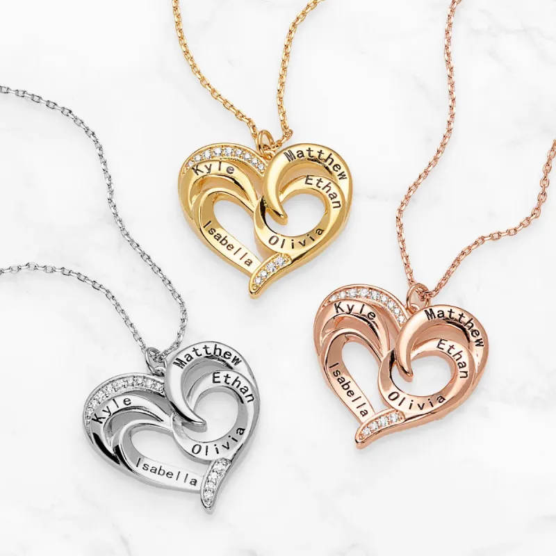 Engraved Swirl Heart with CZ Necklace sold by Limoges Jewelry