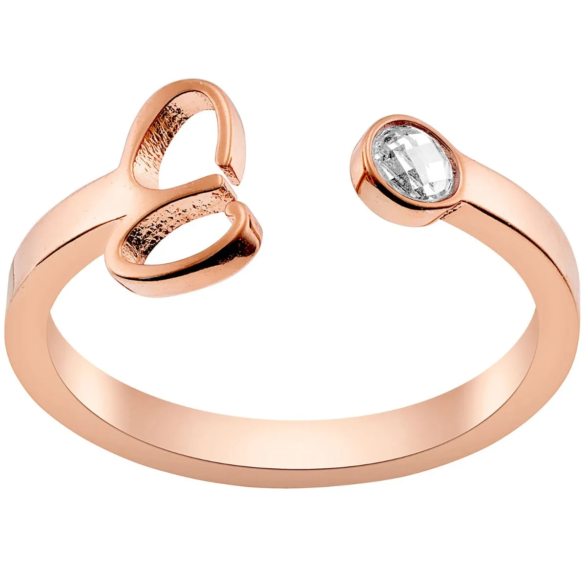 14K Rose Gold Plated Script Initial and Birthstone Open Ring sold by Limoges Jewelry product image thumbnail 3