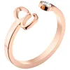 14K Rose Gold Plated Script Initial and Birthstone Open Ring sold by Limoges Jewelry