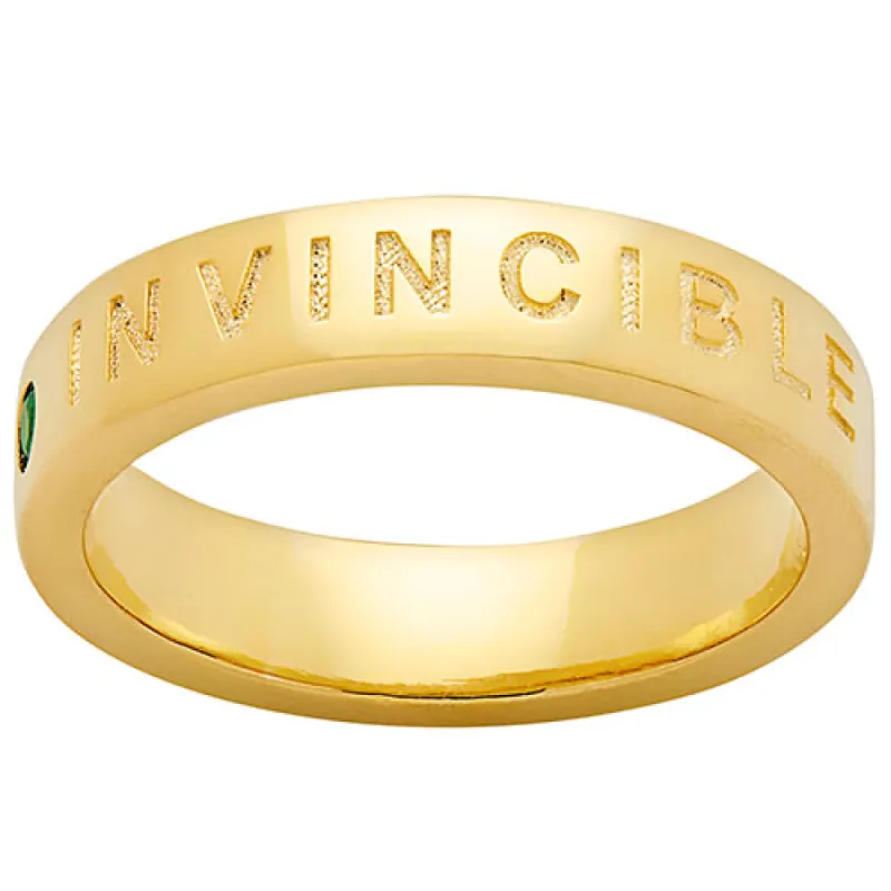 INVINCIBLE 14K Gold Plated Birthstone Empowerment Ring sold by Limoges Jewelry