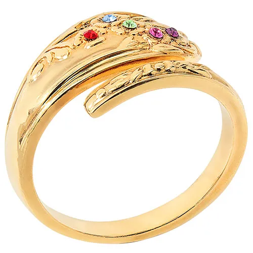 14K Gold Plated Family Birthstone Bypass Spoon Ring sold by Limoges Jewelry product image thumbnail 2