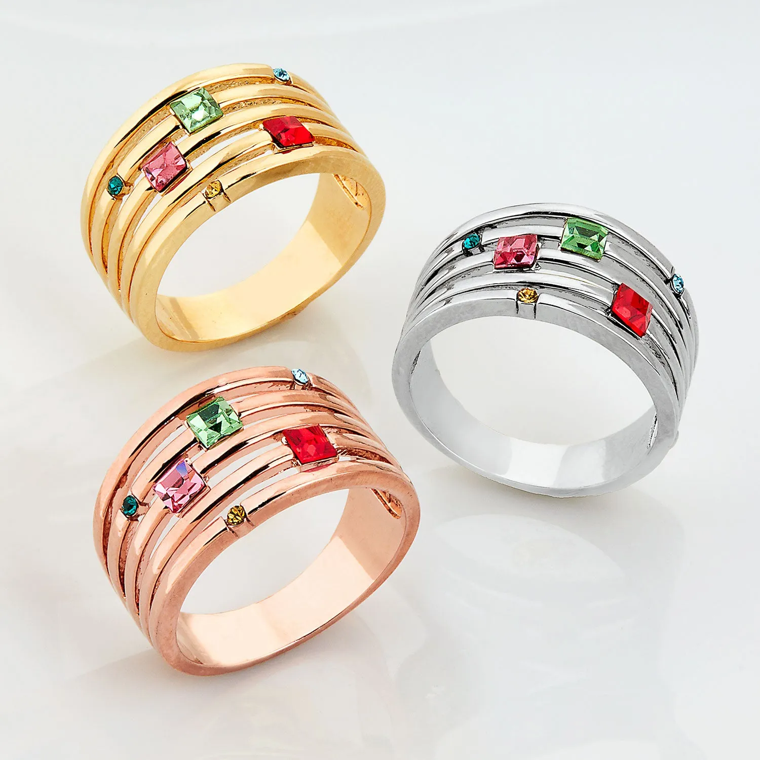 14K Rose Gold over Sterling Mulitshape Family Birthstone Faux Stack Ring sold by Limoges Jewelry product image thumbnail 4