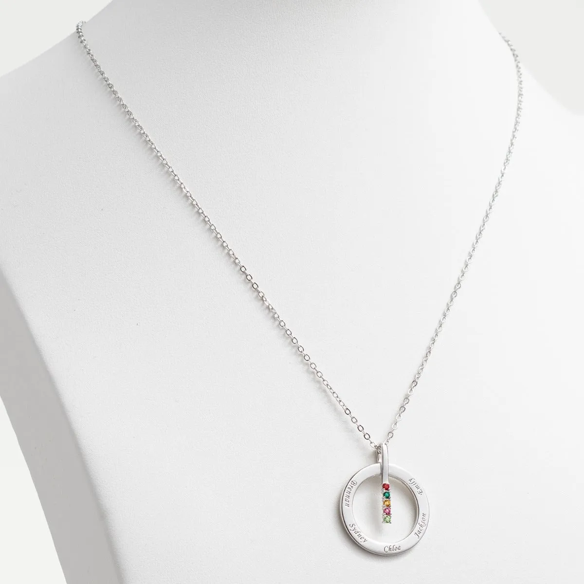 Silver Plated Family Name and Birthstone Circle Necklace sold by Limoges Jewelry product image thumbnail 2