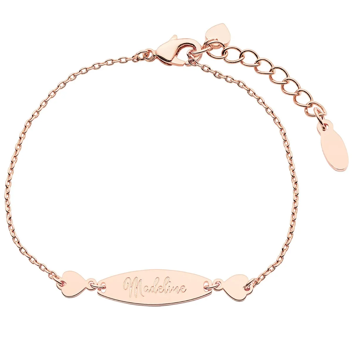 Personalized Engraved Name Mini Oval with Hearts ID Bracelet sold by Limoges Jewelry product image thumbnail 5