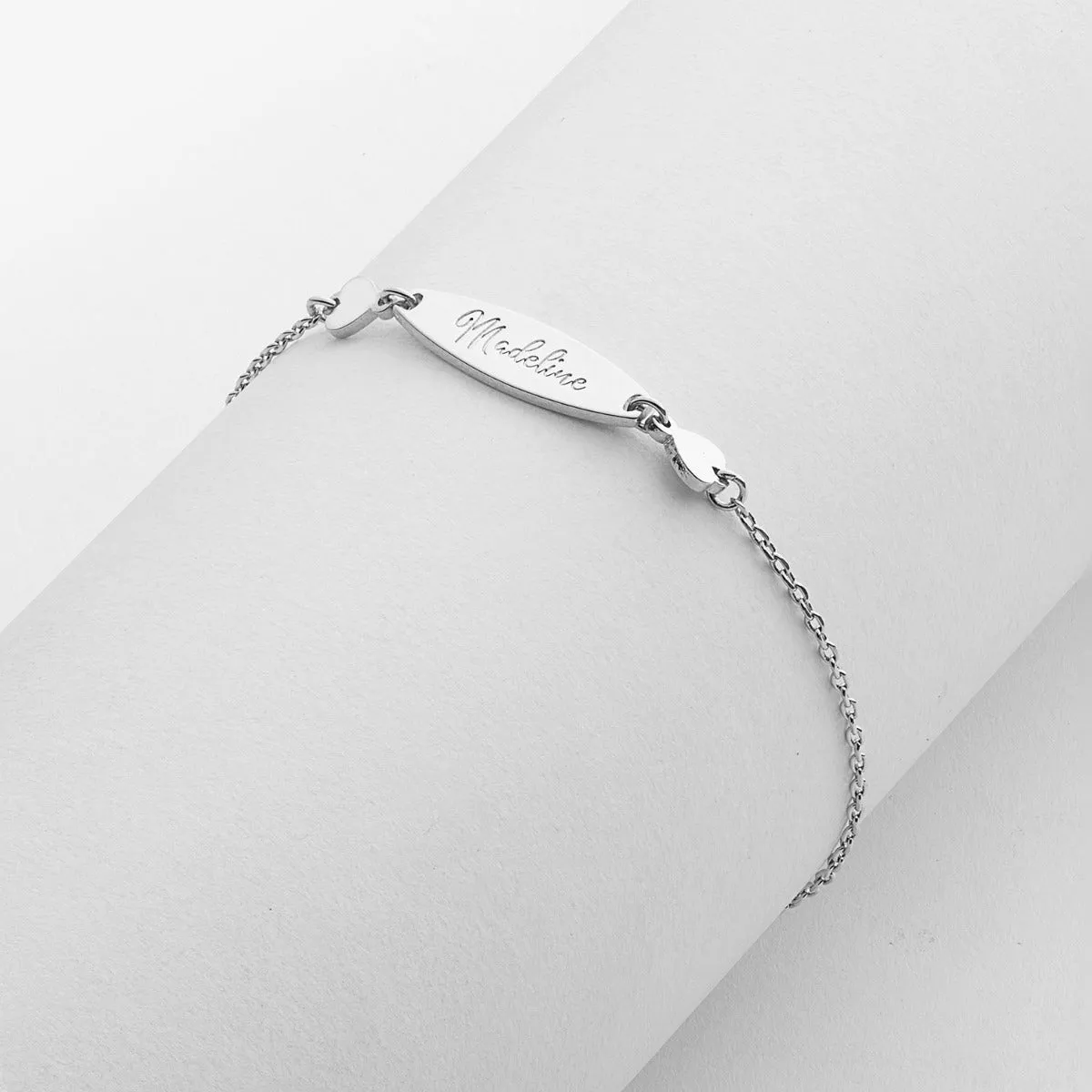 Personalized Engraved Name Mini Oval with Hearts ID Bracelet sold by Limoges Jewelry product image thumbnail 3