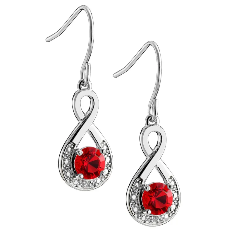 Silver Plated Birthstone Drop Earrings with Diamond Accents sold by Limoges Jewelry