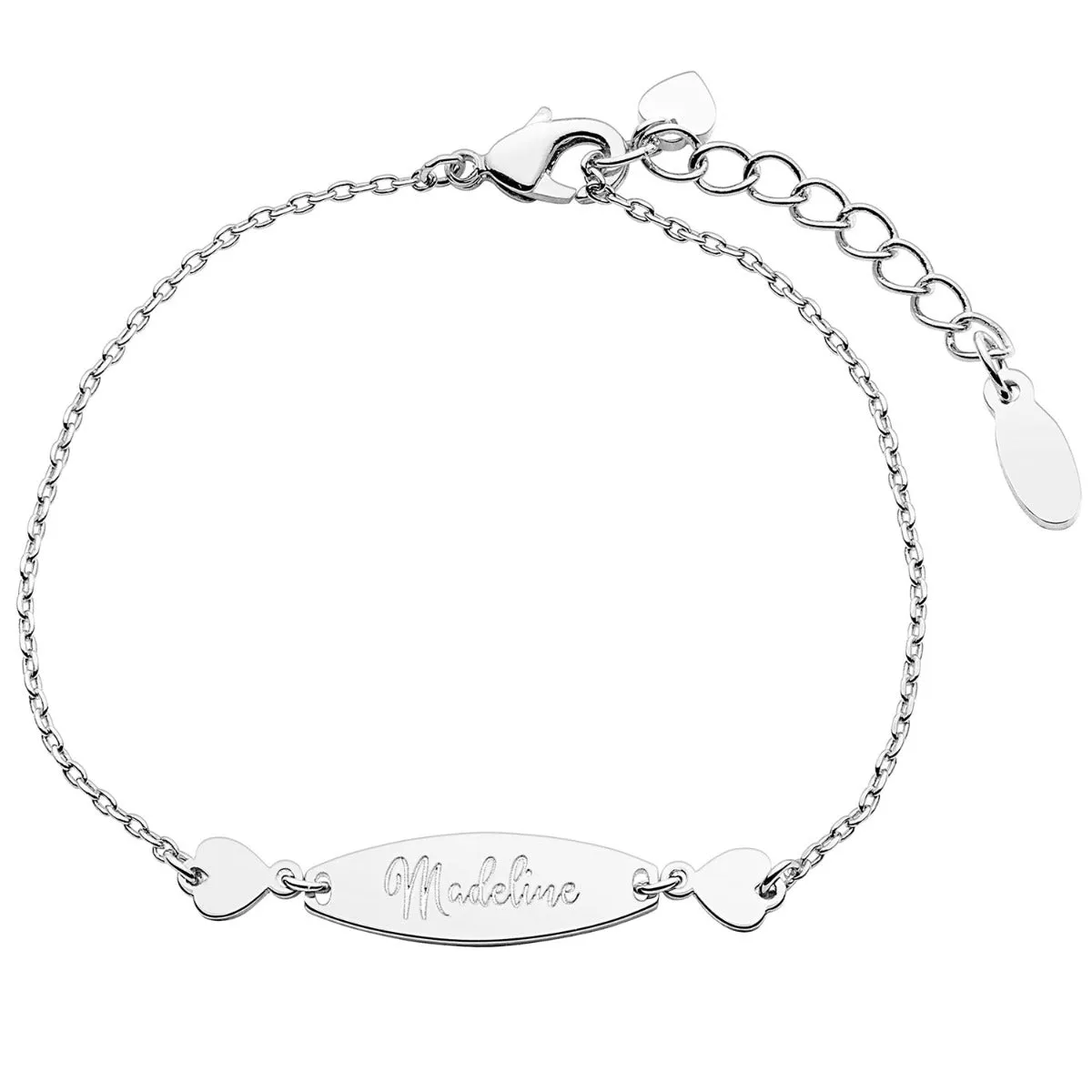 Personalized Engraved Name Mini Oval with Hearts ID Bracelet sold by Limoges Jewelry product image thumbnail 2