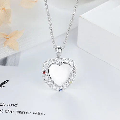 Sterling Silver Engraved Filigree Birthstone Heart Necklace sold by Limoges Jewelry product image thumbnail 2